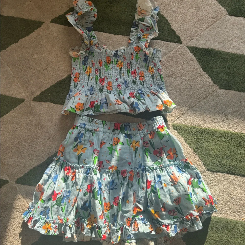 Hill House Blue Floral Ellie Shirt and Paz Skirt Set Size Large - Picture 4 of 4